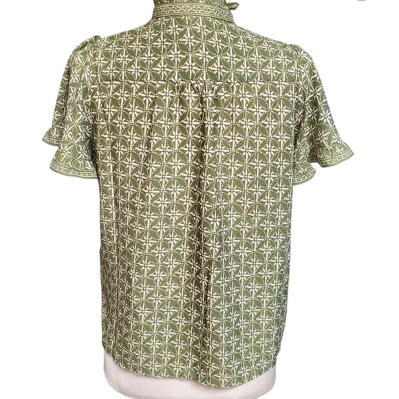 Max Studio Olive Patterned Blouse size large - Picture 2 of 8